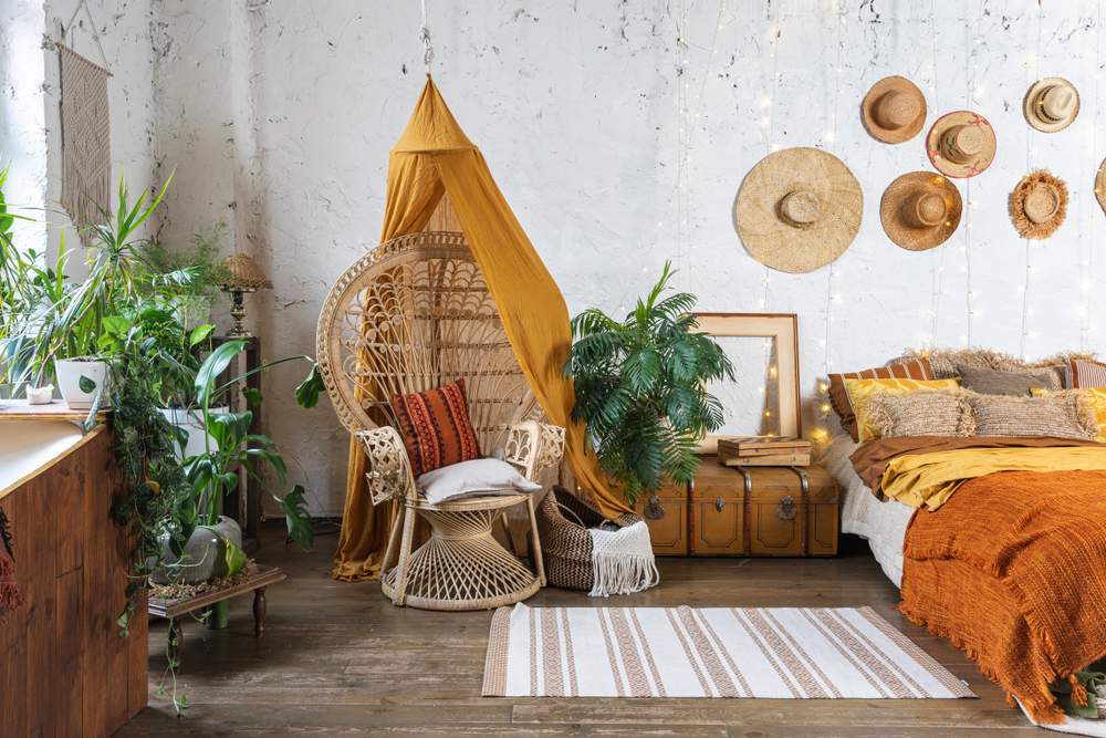 meubles en bois décoration bohème